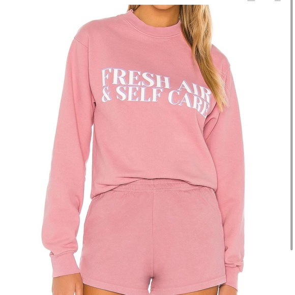 Lovers and Friends Fresh Air Self Care Sweatshirt Pink XS NWT REVOLVE - Picture 2 of 4